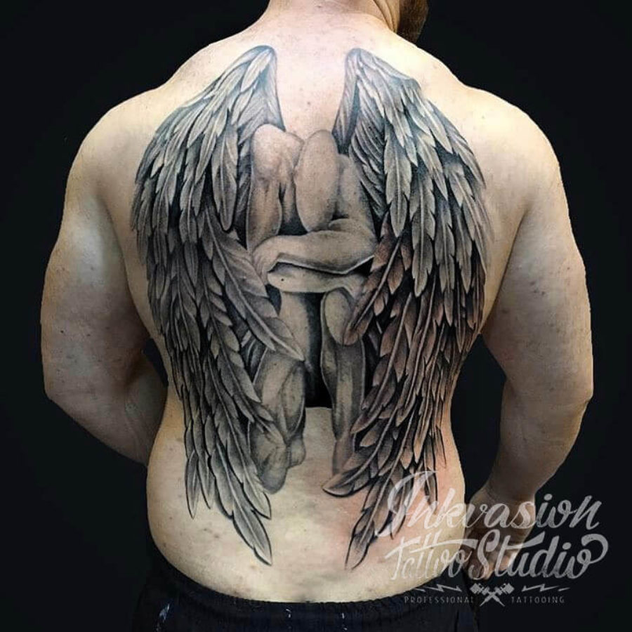 Angel Full Back Tattoo