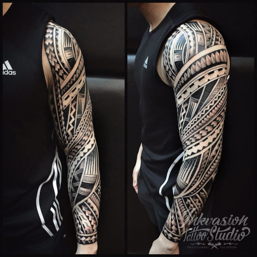Polynesian Full Sleeve Tattoo