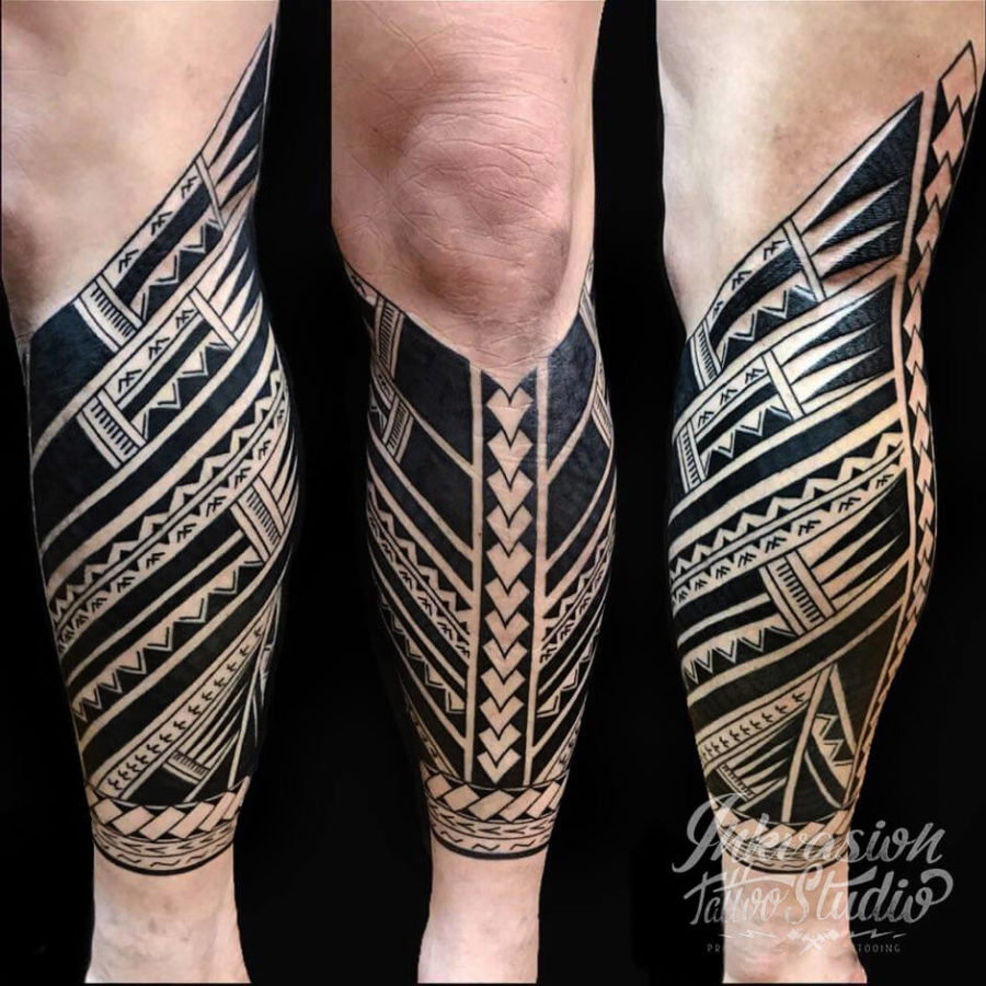 Polynesian Leg Tattoo