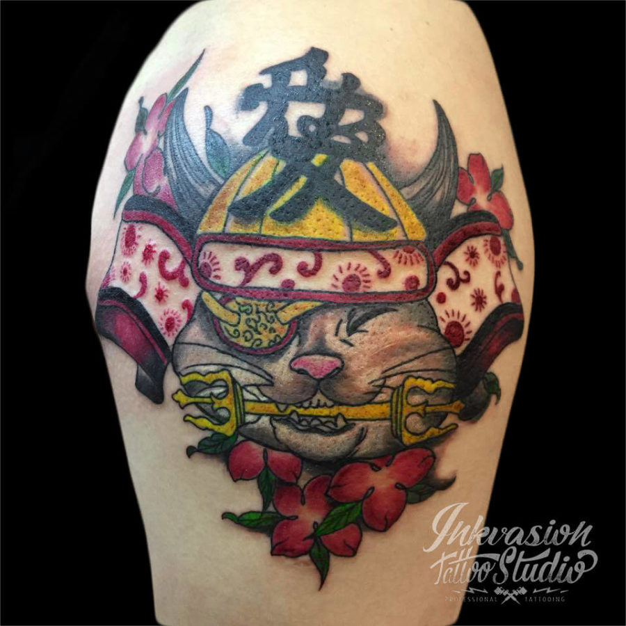 Samurai Cat Tattoo
