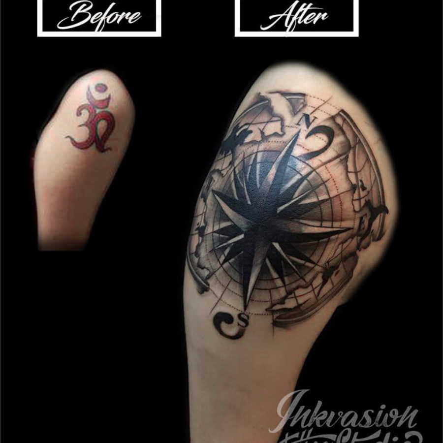 Compass Cover-Up Tattoo