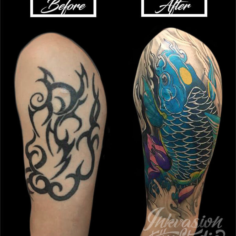 Koi Fish Cover-Up Tattoo