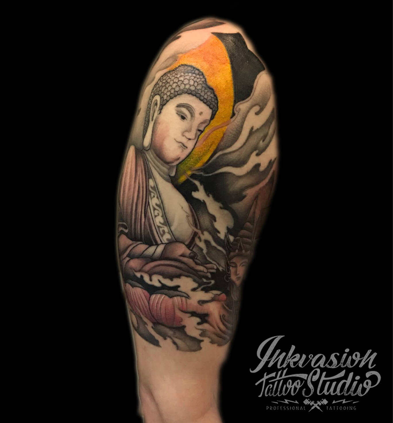Oriental Buddha Half Sleeve Tattoo – INKVASION Tattoo Studio · SINGAPORE