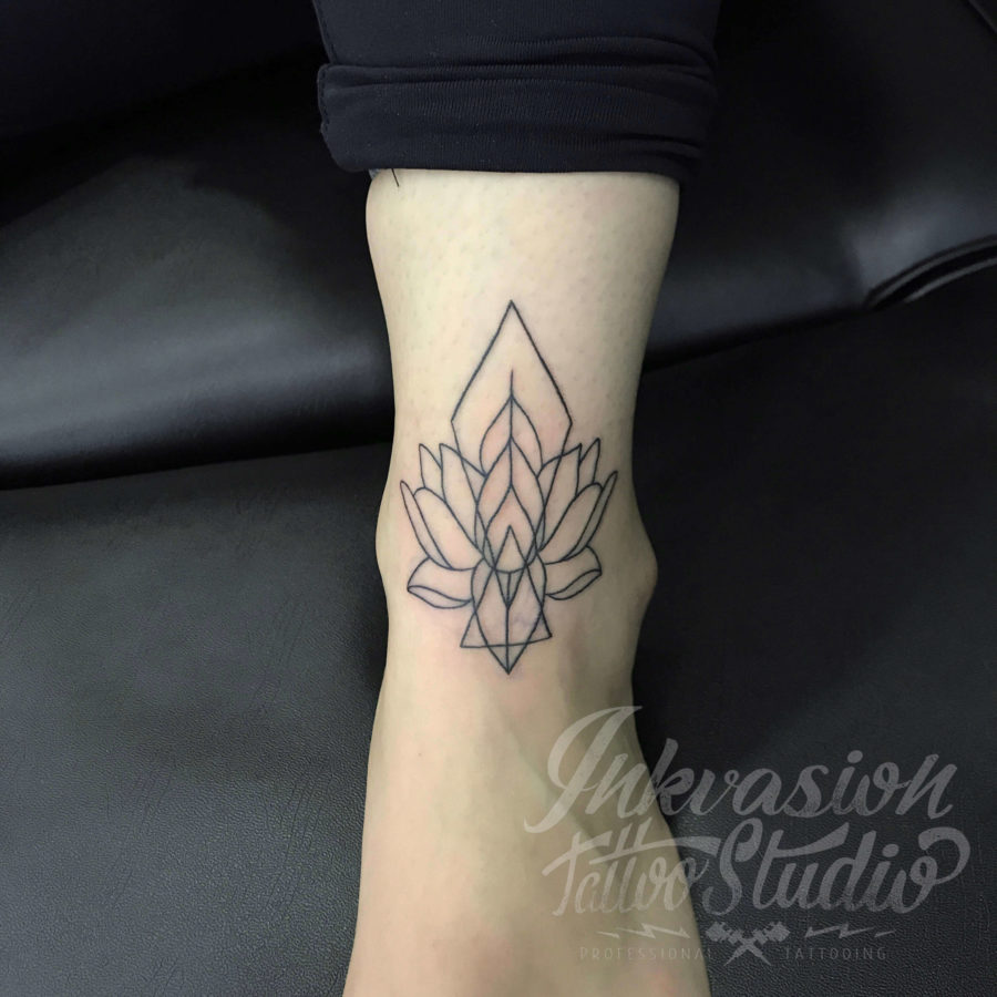 Lotus Mandala Linework Tattoo