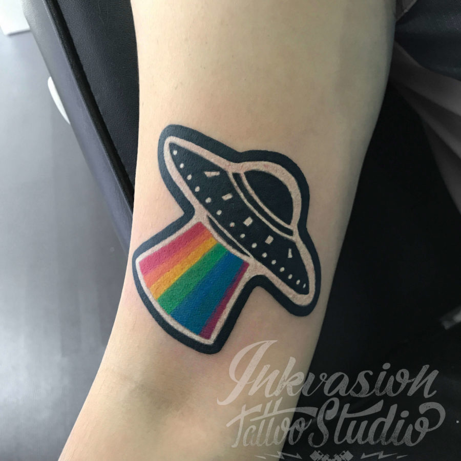 Gucci Rainbow Spaceship Tattoo