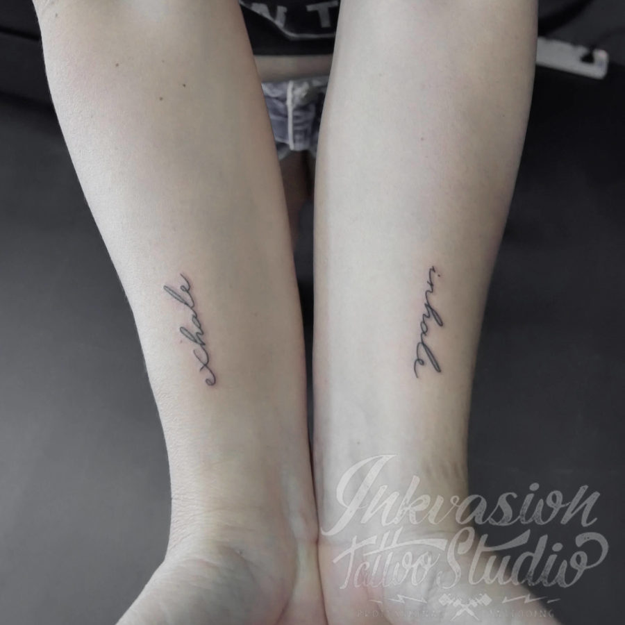 Inhale, Exhale Lettering Tattoo