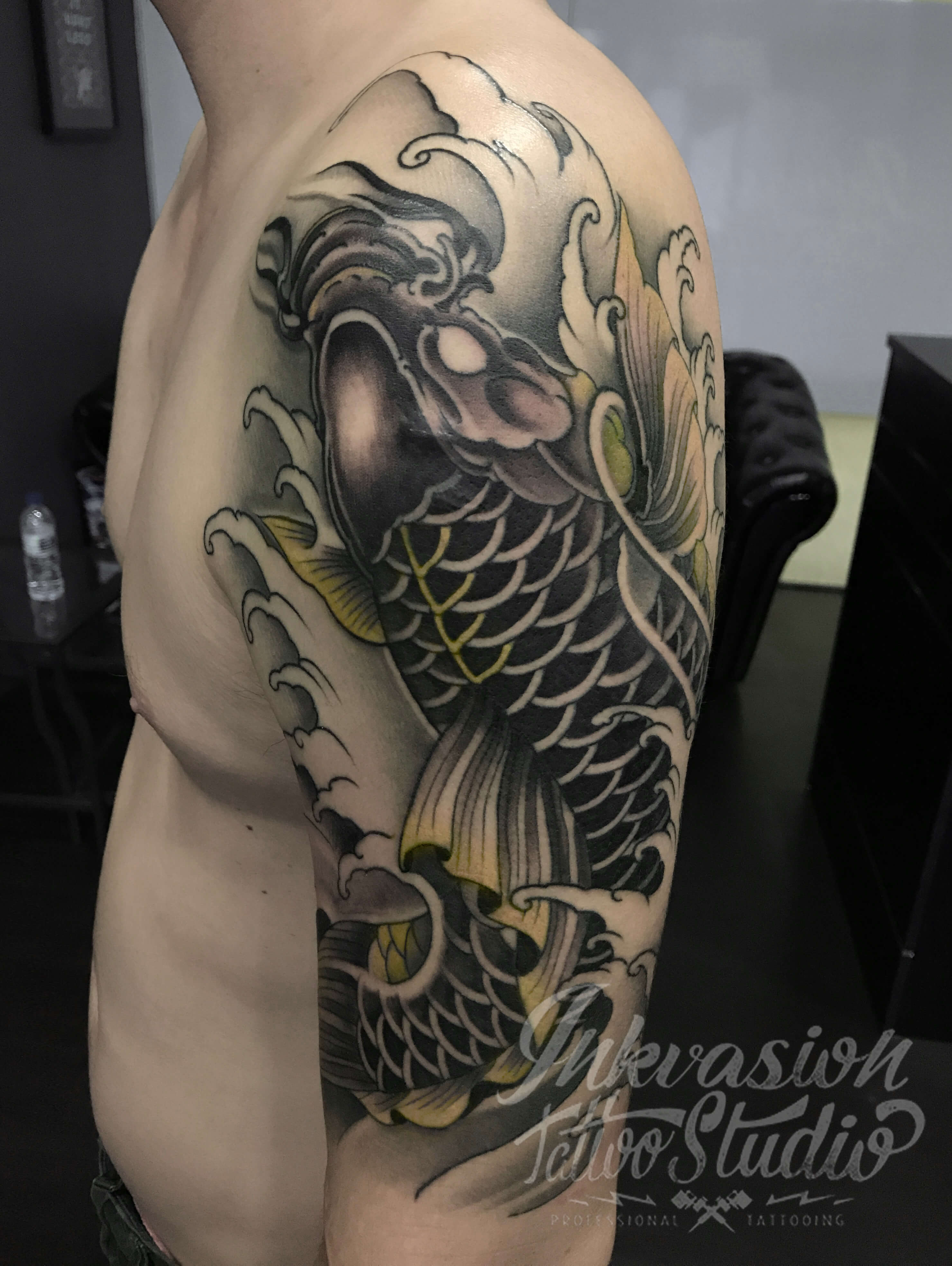 Japanese Half Sleeve Koi Tattoo – INKVASION Tattoo Studio · SINGAPORE