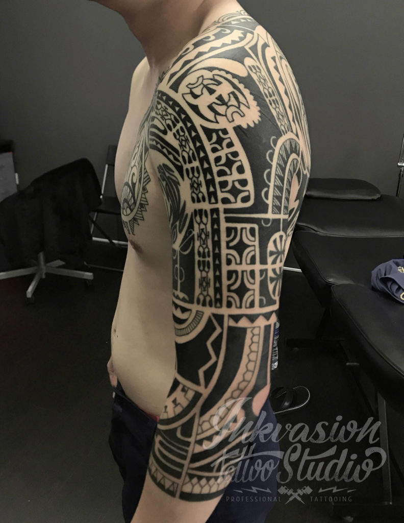 Polynesian Maori Full Sleeve Tattoo – INKVASION Tattoo Studio · SINGAPORE