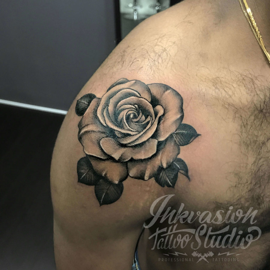 Black & Grey Rose Tattoo