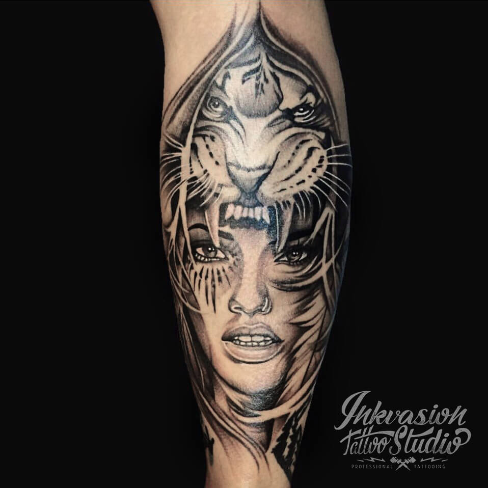 Tiger Girl Tattoo – INKVASION Tattoo Studio · SINGAPORE