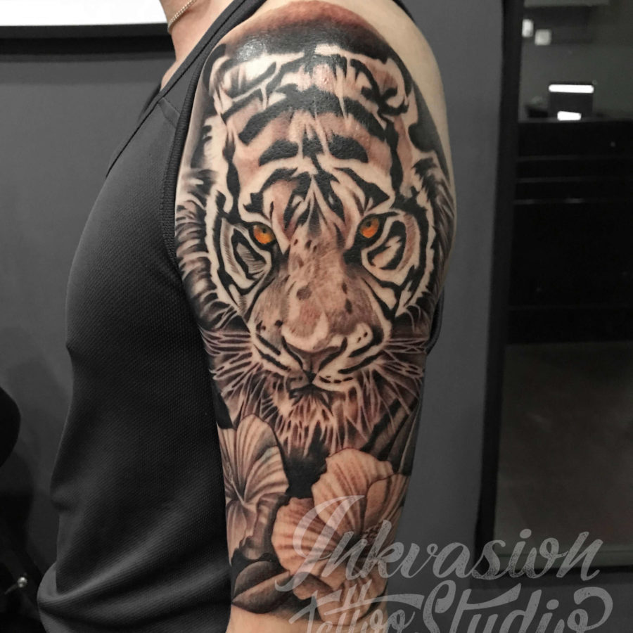 Tiger Half Sleeve Tattoo