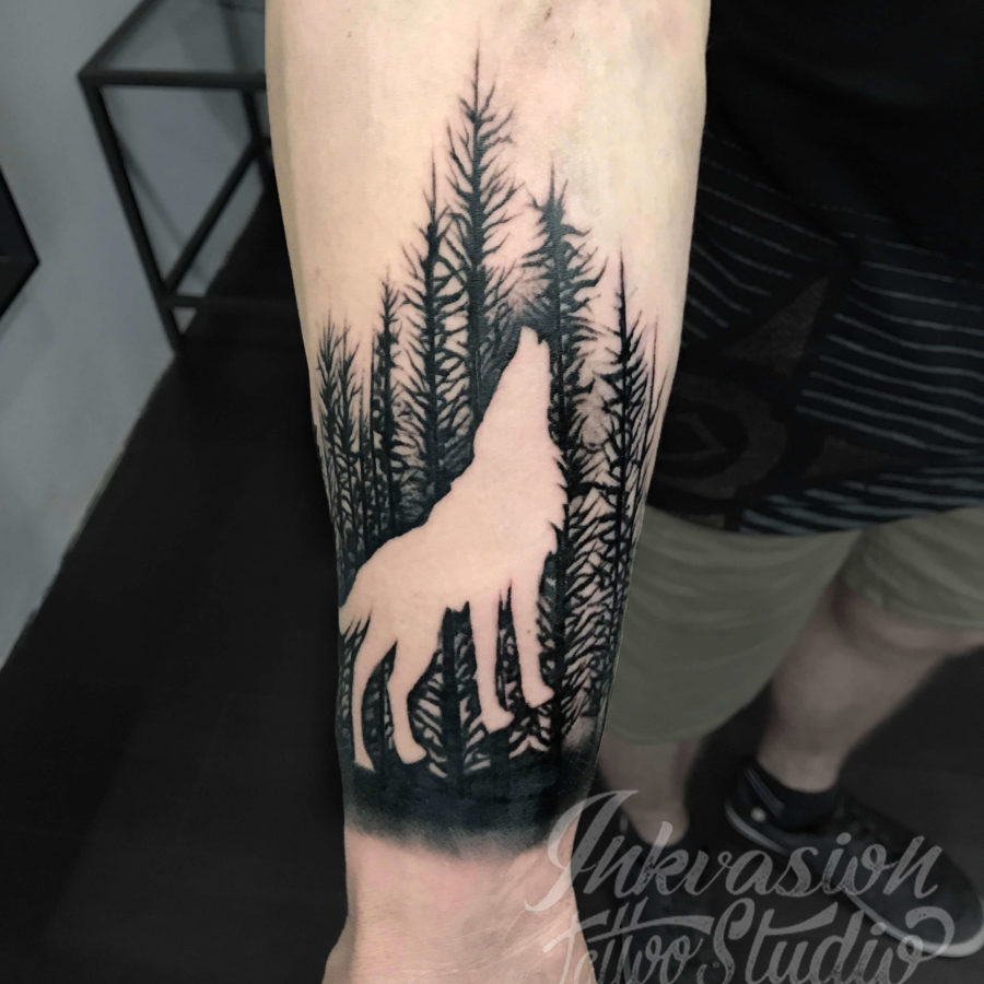 Wolf Silhouette Tattoo