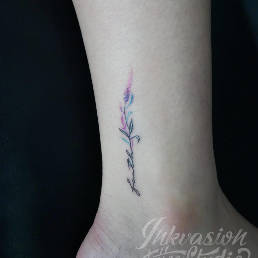 Minimalist Flower With Wording Tattoo