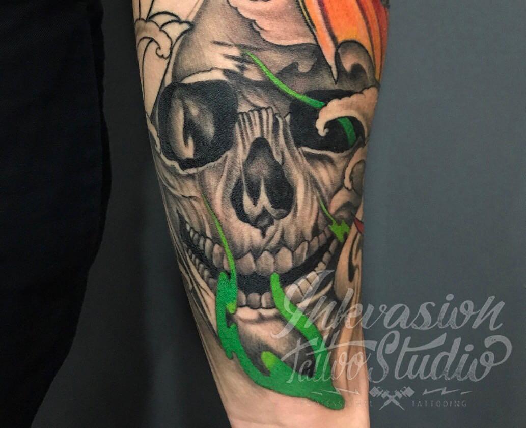 Skulls and snakes oriental tattoo design - Custom Tattoo Artist Leeds