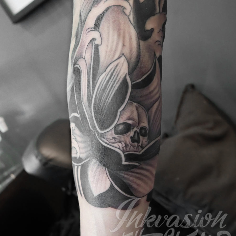 Lotus Skull Tattoo