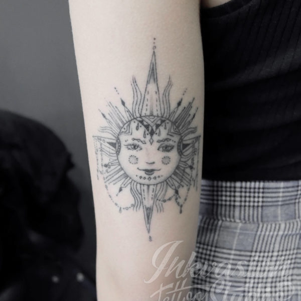 Sun Fine Line Tattoo