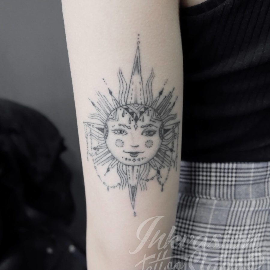 Sun Fine Line Tattoo
